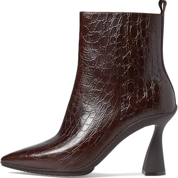 NWT Cole Haan Grand Ambition York Bootie Brown Croc Leather Ankle Boots size 7.5 - Picture 2 of 14